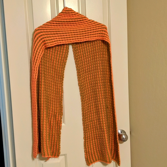 Latte Brown and Orange Knit Scarf - Picture 2 of 4